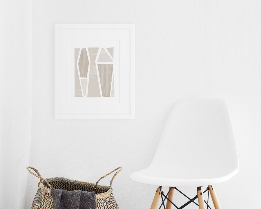 Tangram Art Print - Taupe