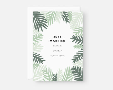 Green Palm Leaf Elopement Announcement