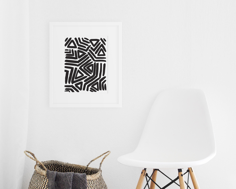Angular Art Print - Black