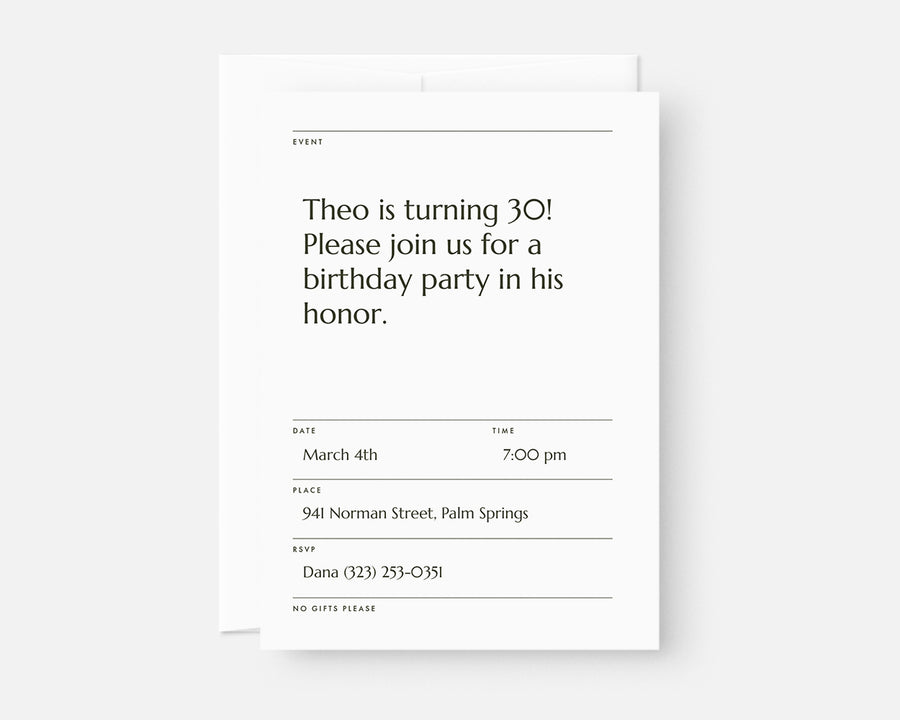 Memo Invitation - Black