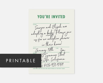 Memo Invitation - Green [Printable]