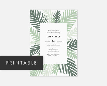 Palm Leaf Invitation - Green [Printable]