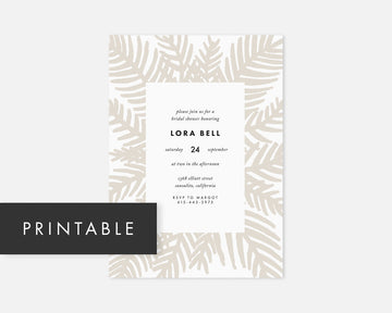 Palm Leaf Invitation - Taupe [Printable]