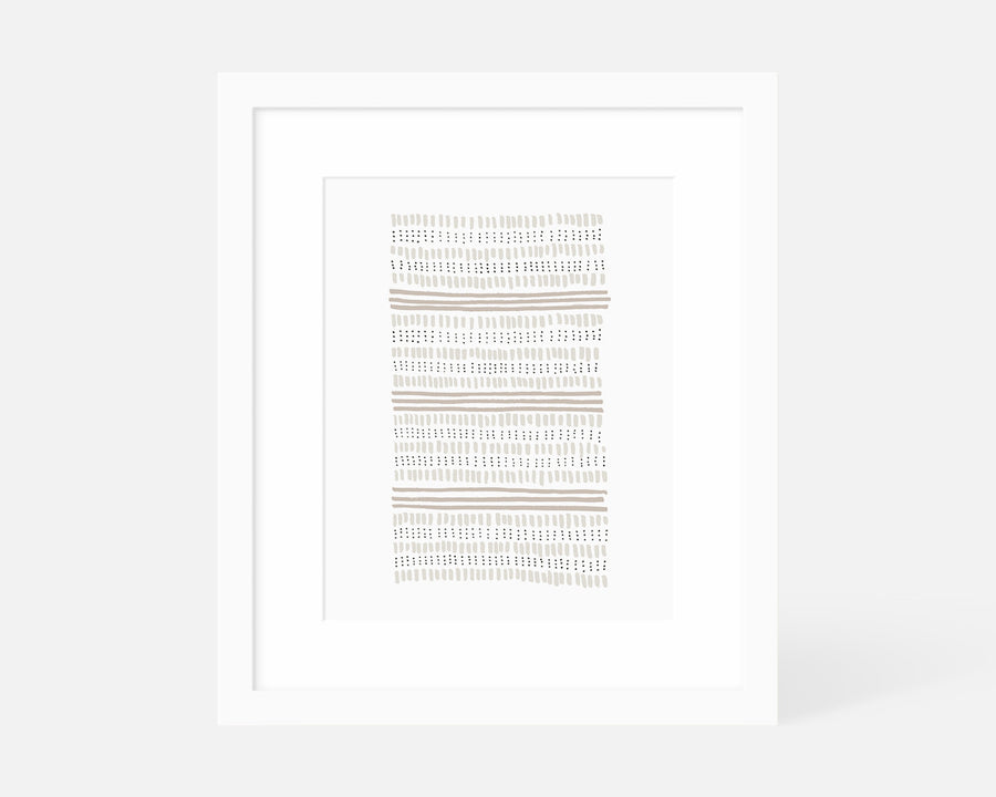 Dots and Dashes Art Print - Taupe