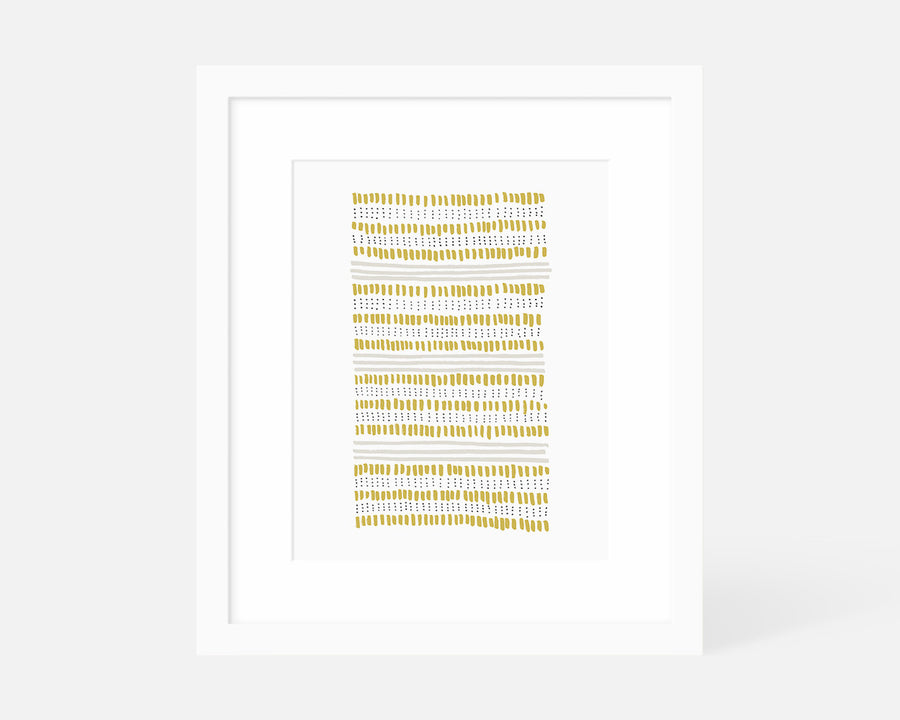 Dots and Dashes Art Print - Yellow