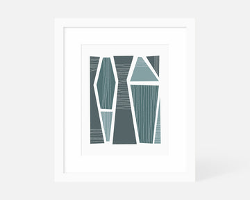 Tangram Art Print - Steel Blue