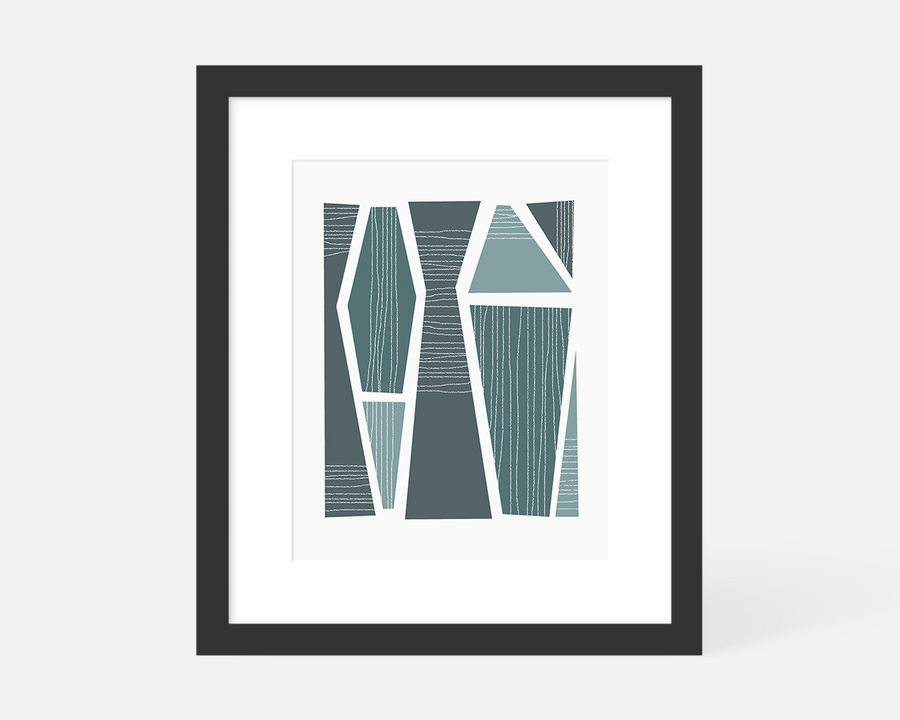 Tangram Art Print - Steel Blue