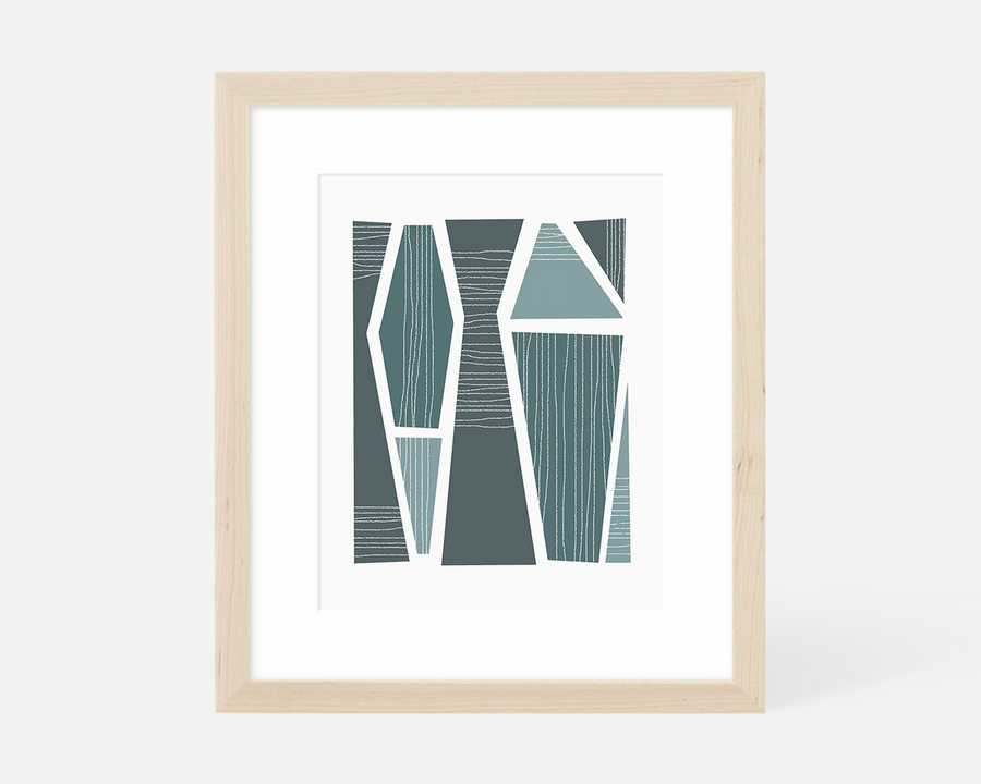 Tangram Art Print - Steel Blue