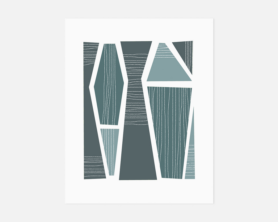 Tangram Art Print - Steel Blue